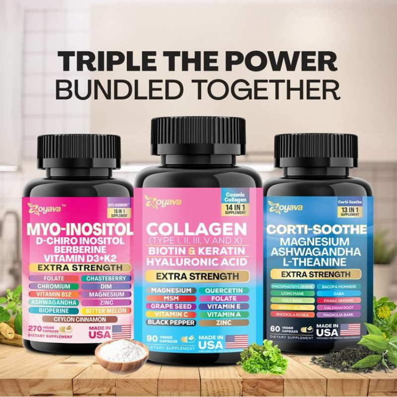 Magic Trio – The Ultimate Mommy Makeover Supplement with Corti-Soothe™, Myo-Inositol & Collagen