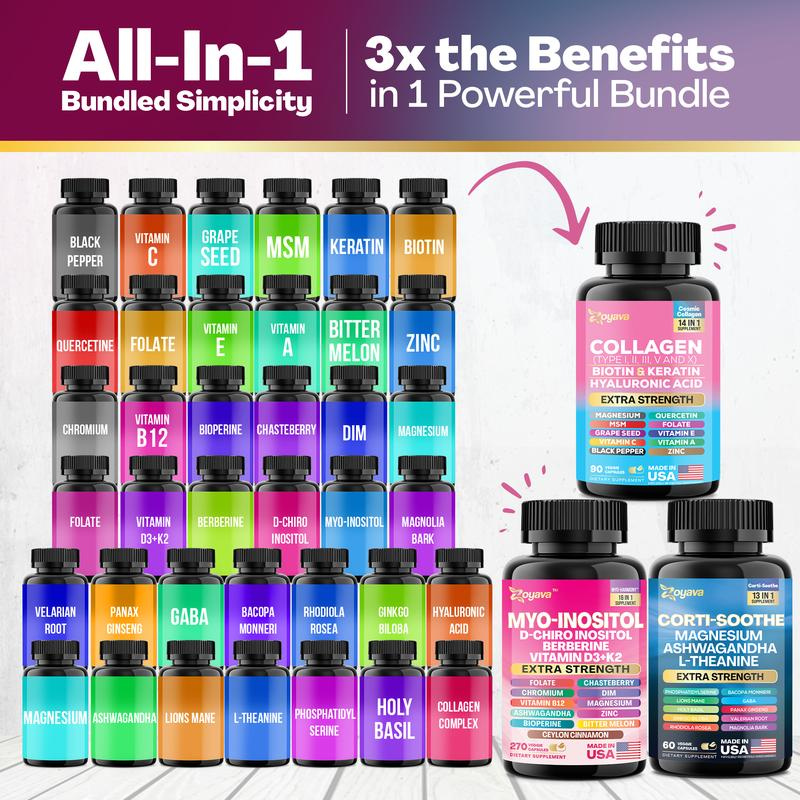 Magic Trio – The Ultimate Mommy Makeover Supplement with Corti-Soothe™, Myo-Inositol & Collagen